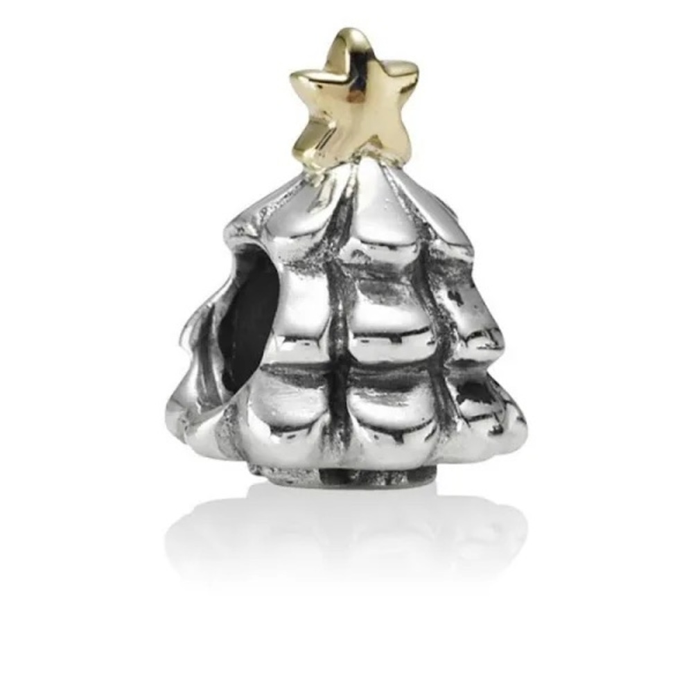 Genuine Retired PANDORA Christmas Tree Charm; 14K & Silver; 790365